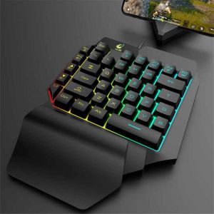 Free Wolf K15 Wired Keyboard 39 Keys One-handed Keyboard Mechanical Hand Feeling Backlight 1.5M Portable Waterproof Keyboard For P